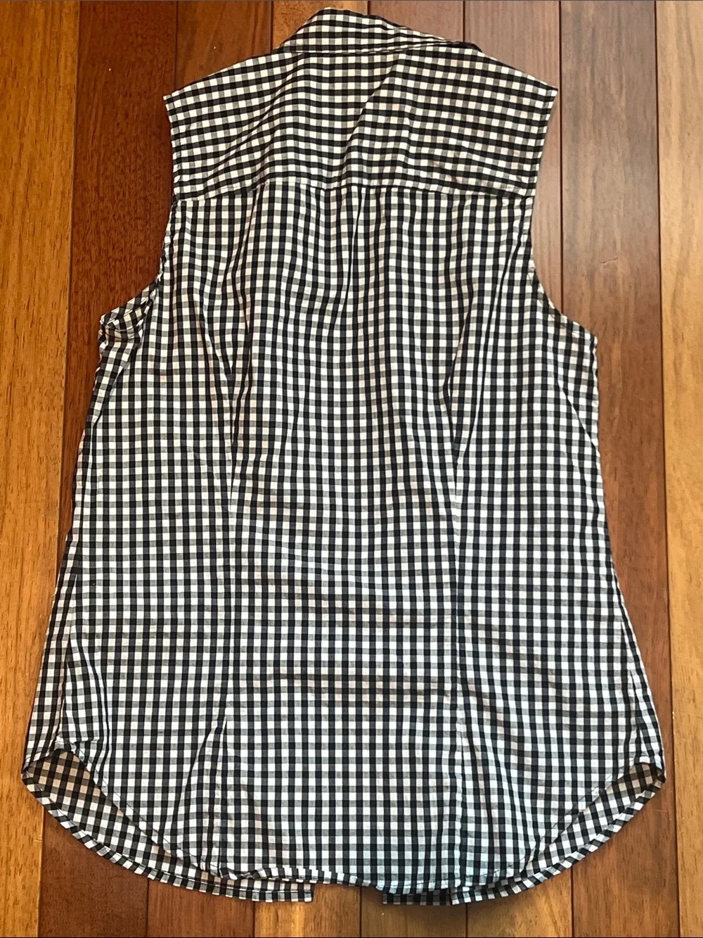 J. Crew Blue & White Gingham Sleeveless Button-Up Shirt